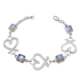 Kennedy Featherlight White Links Bracelet for Everyday Style Rainbow Moonstone White